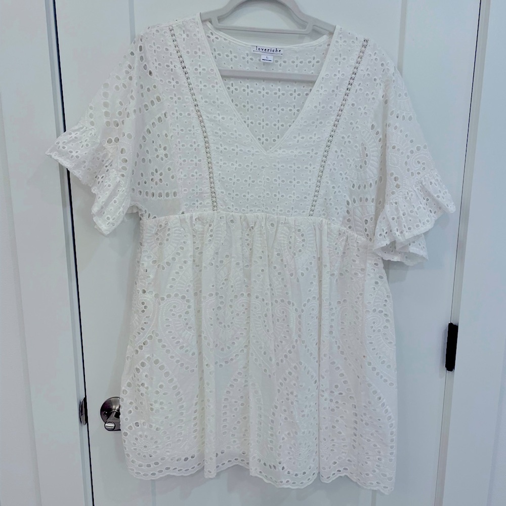 Loverich White Eyelet Lace Dress
